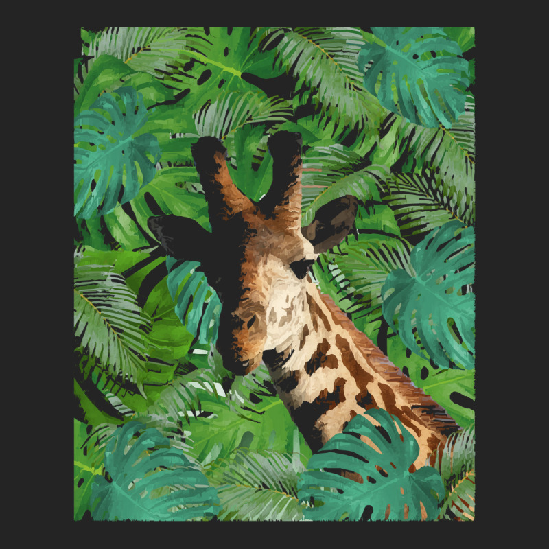 Big Palm Leaves Pattern Blue Color T  Shirt Giraffe Jungle Monstera Pa 3/4 Sleeve Shirt | Artistshot