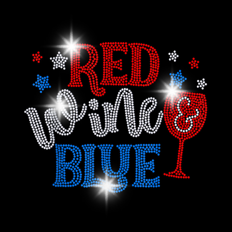 Woman Red Wine And Blue Bling Rhinestone 4th Of July T Shirt Long Sleeve Shirts by morelypylagertq | Artistshot