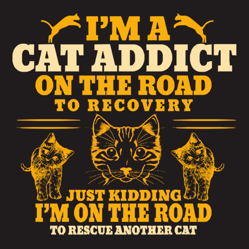 Cat T  Shirt Im A Cat Addict On The Road To Recovery T  Shirt Waist Apron | Artistshot