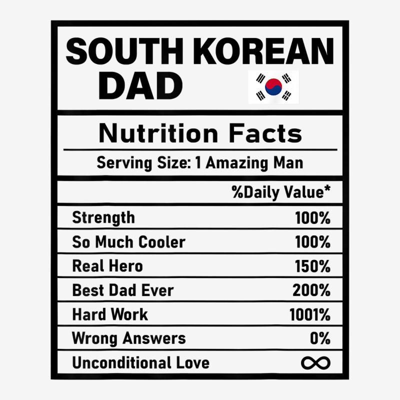 Mens South Korean Dad Nutrition Facts Father's Day National Pride T Sh ...