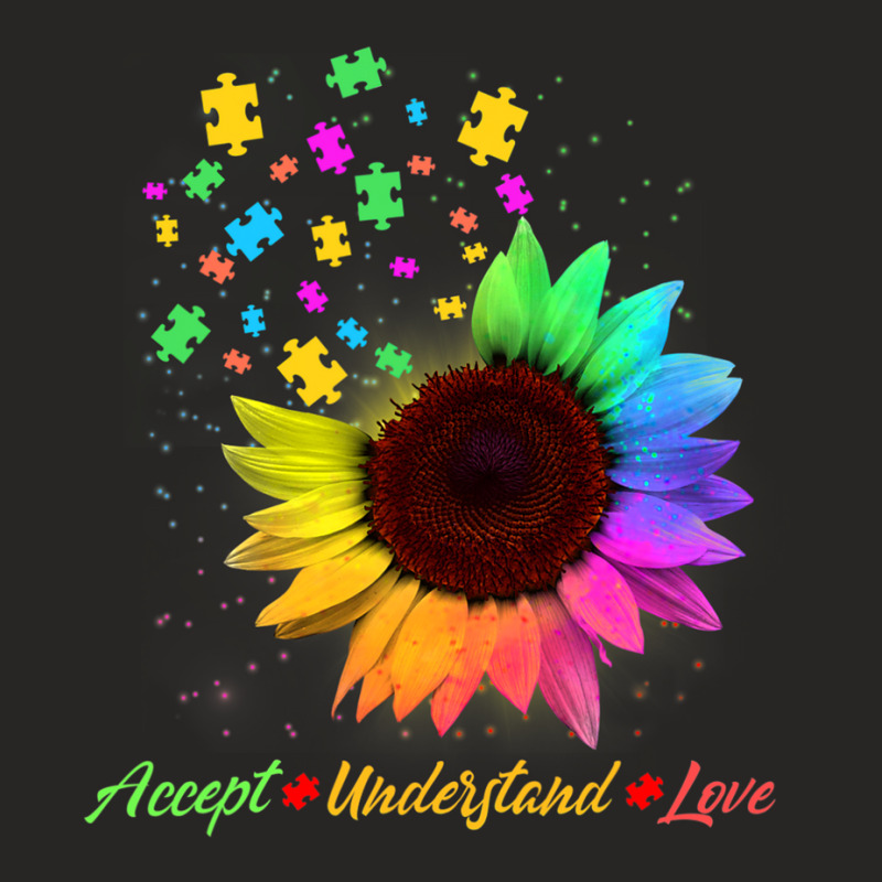 Sunflower Autism Awareness Day Accept Understand Love Ladies Fitted T-Shirt by LindsayYuha | Artistshot