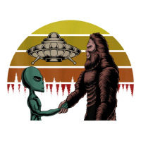 Alien With Ufo Shake Hands With Bigfoot In Sunset T Shirt Crewneck Sweatshirt | Artistshot