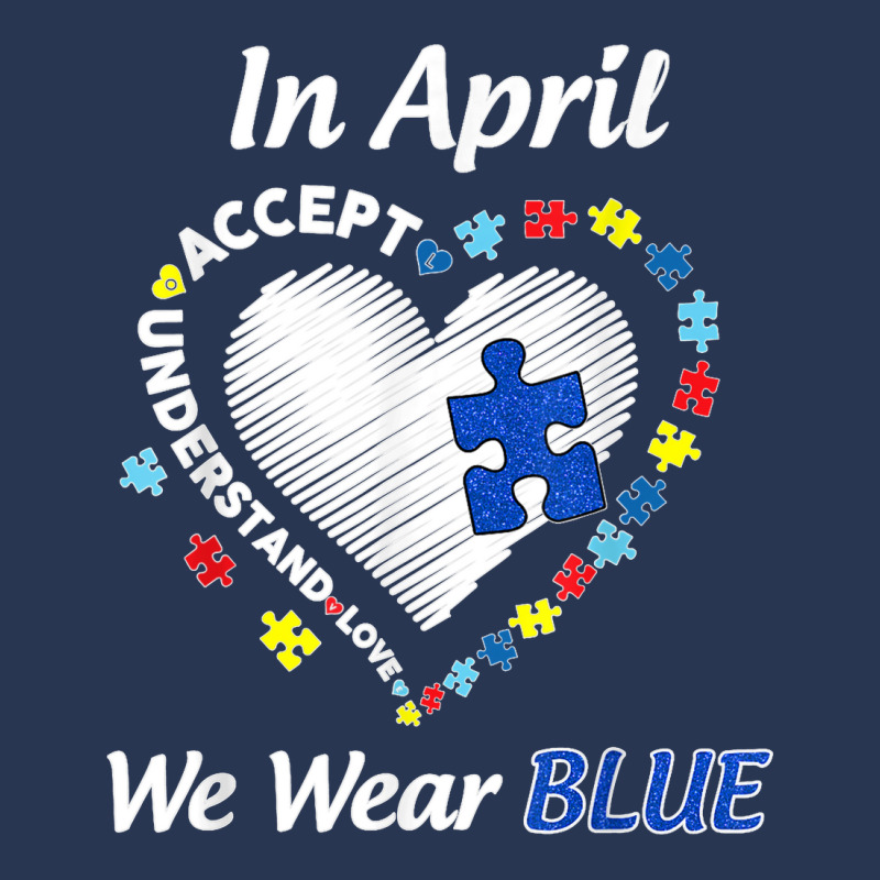 Autism Rainbow In April We Wear Blue Autism Awareness Month T Shirt Men Denim Jacket | Artistshot