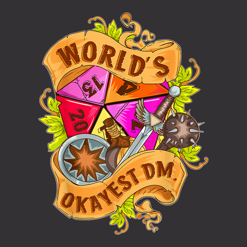 World Okayest Dm D20 Dice Gaming Rpg Board Games T Shirt Vintage Hoodie | Artistshot