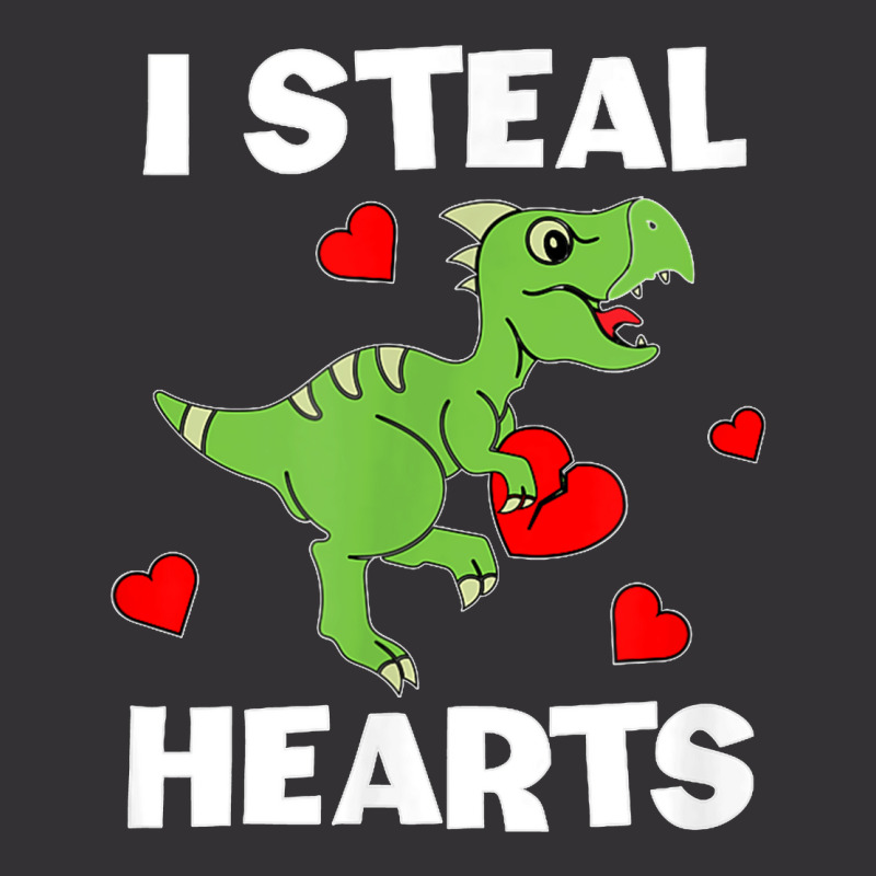 Cute Kids Dinosaur Valentines Day Lover I Steal Hearts T Shirt Vintage Hoodie | Artistshot