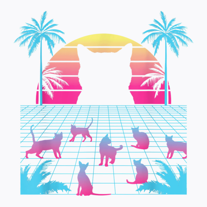 Vaporwave Cats Palm Trees Aesthetic Japanese Kawaii T Shirt T-shirt | Artistshot