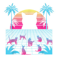 Vaporwave Cats Palm Trees Aesthetic Japanese Kawaii T Shirt V-neck Tee | Artistshot