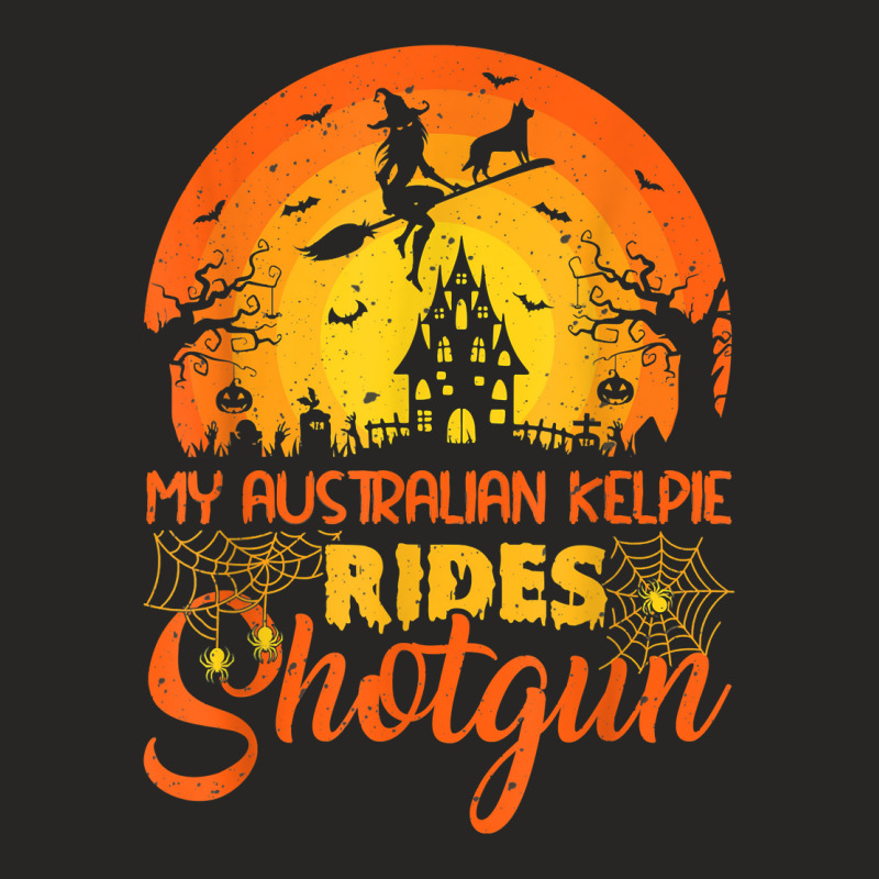 Vintage Sunset Australian Kelpie Dog Ride Shotgun Halloween T Shirt Ladies Fitted T-Shirt by rierauigentrythe | Artistshot