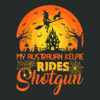 Vintage Sunset Australian Kelpie Dog Ride Shotgun Halloween T Shirt Women's Triblend Scoop T-shirt | Artistshot