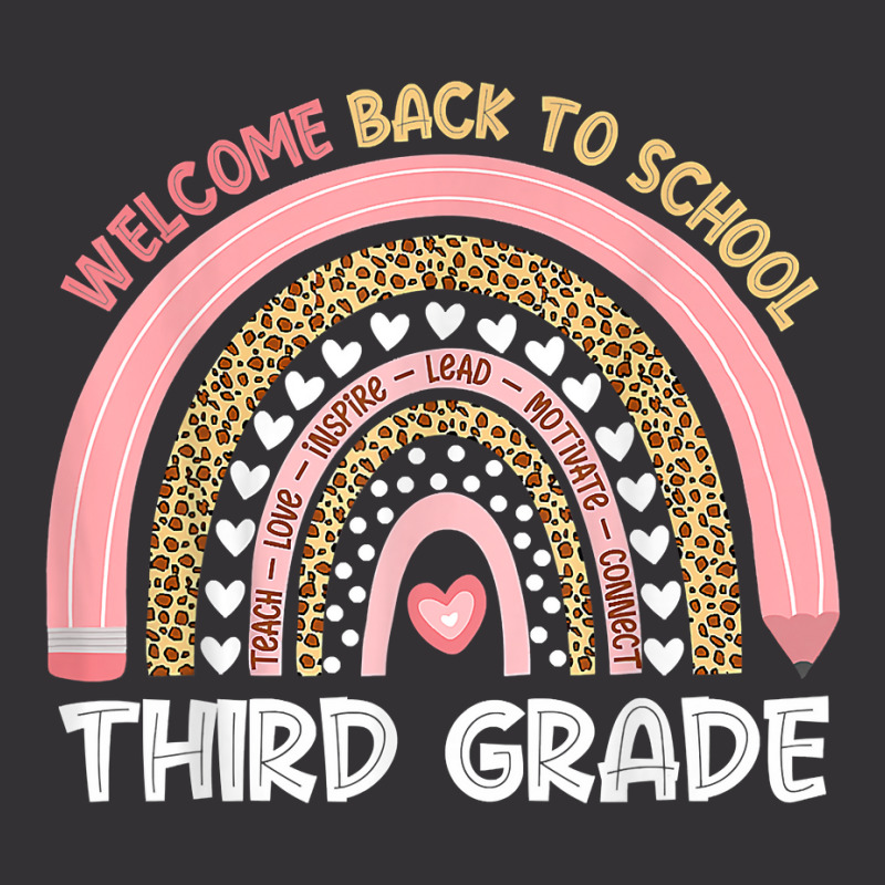 Welcome Back To School Third Grade Teacher Rainbow Leopard T Shirt Vintage Short | Artistshot