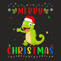 Xmas Light Chameleon Design Matching Christmas Pajama T Shirt Ladies Fitted T-shirt | Artistshot