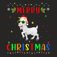 Xmas Light Goat Design Matching Christmas Pajama T Shirt Ladies Fitted T-shirt | Artistshot