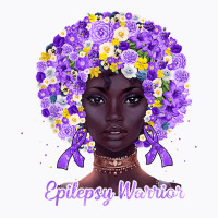 Purple Flowers Afro Hair Black Woman Epilepsy Warrior T Shirt T-shirt | Artistshot