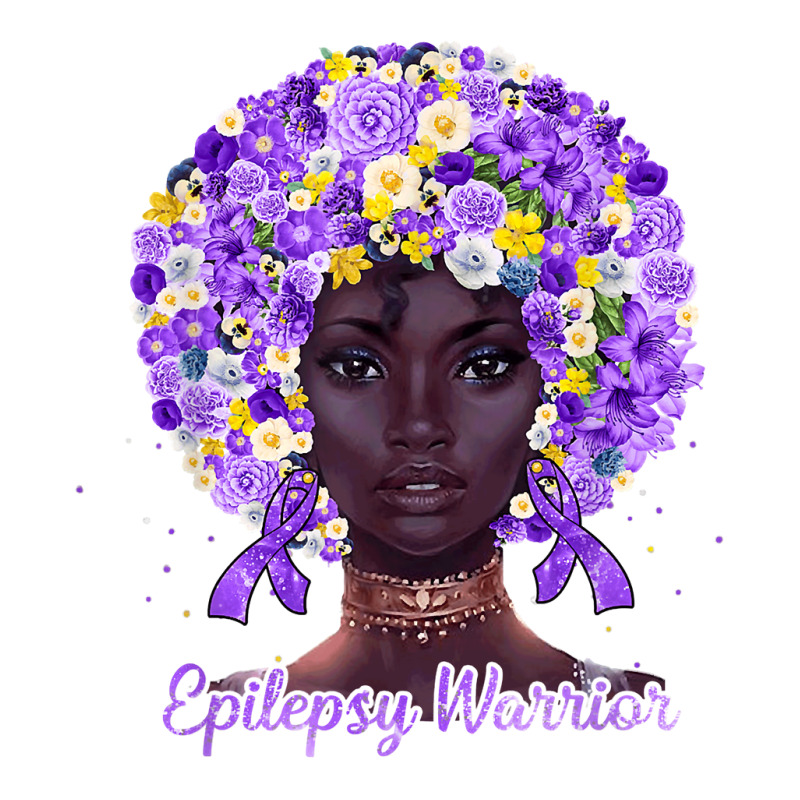 Purple Flowers Afro Hair Black Woman Epilepsy Warrior T Shirt 3/4 Sleeve Shirt | Artistshot