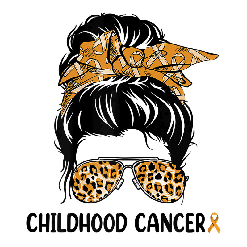 Womens Childhood Cancer Warrior Messy Bun Awareness Be Strong T Shirt Unisex Hoodie | Artistshot