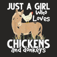 Just A Girl Who Loves Chickens And Donkeys Farmer Donkey T Shirt Ladies Fitted T-shirt | Artistshot