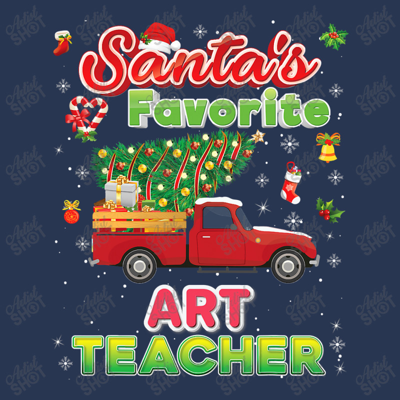 Santa's Favorite Art Teacher Christmas Tree Truck Sweater T Shirt Ladies Denim Jacket by Mark_Liegerot | Artistshot