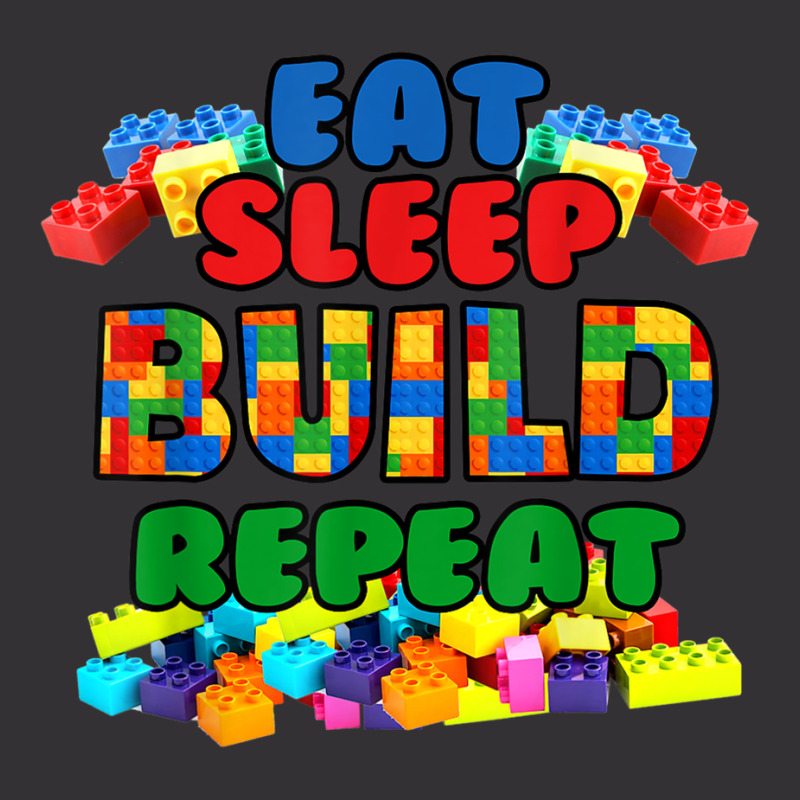 Funny Eat Sleep Build Repeat Building Blocks Kids Vintage Hoodie | Artistshot