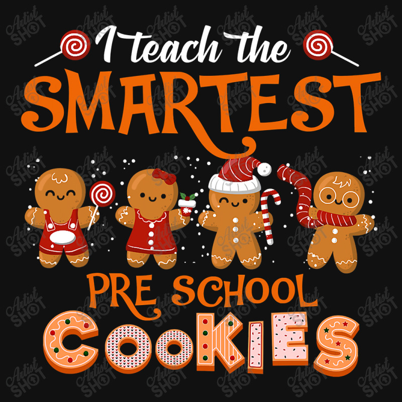 Teach Smartest Preschool Cookies Teacher Christmas Xmas Pjs T Shirt Portrait Canvas Print | Artistshot