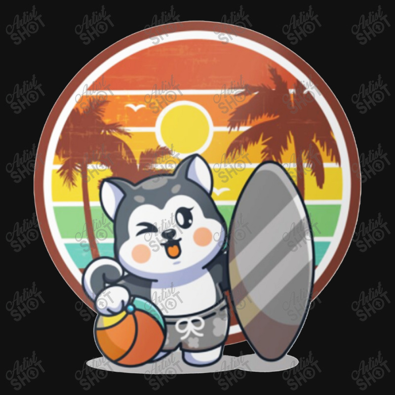 Retro Husky Surfer Baby Bibs | Artistshot