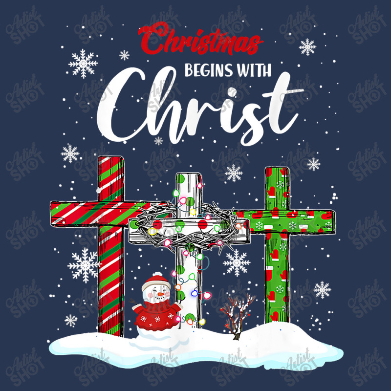 Christmas Begins With Christ Snowman Christian Cross Xmas T Shirt Ladies Denim Jacket by Mark_Liegerot | Artistshot