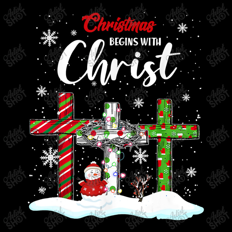 Christmas Begins With Christ Snowman Christian Cross Xmas T Shirt Maternity Scoop Neck T-shirt by Mark_Liegerot | Artistshot