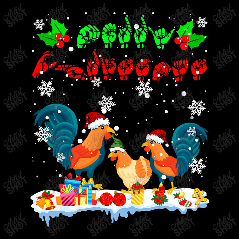 Merry Christmas Cute Chicken Farmer Asl Sign Language Family T Shirt V-Neck Tee by Denise_Riemenschneider | Artistshot