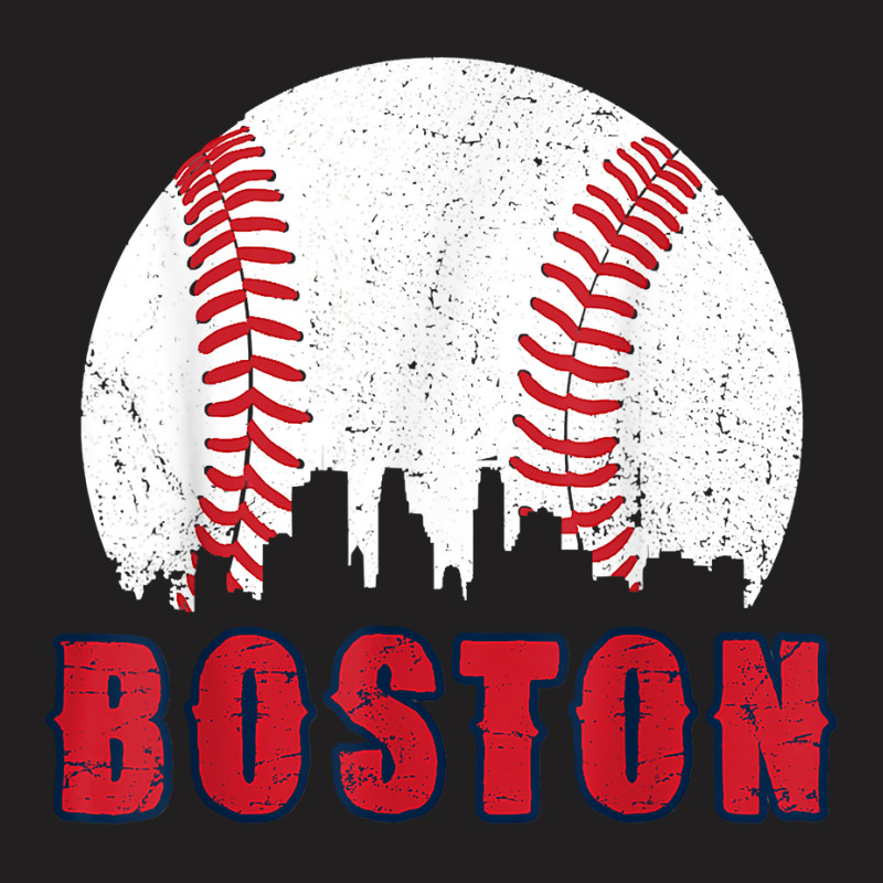 Vintage Boston Skyline Baseball Throwback For Red Game Day T Shirt T-shirt | Artistshot