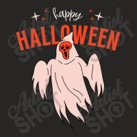 Orange Modern Scary Illustration Happy Halloween Ladies Fitted T-shirt | Artistshot