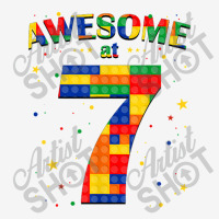 Building Blocks Bricks Awesome At 7 Years Old Birthday Boy Rectangle Patch | Artistshot