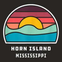 Horn Island Mississippi Retro Minimalist Ocean Wave Sunset T Shirt Ladies Fitted T-shirt | Artistshot