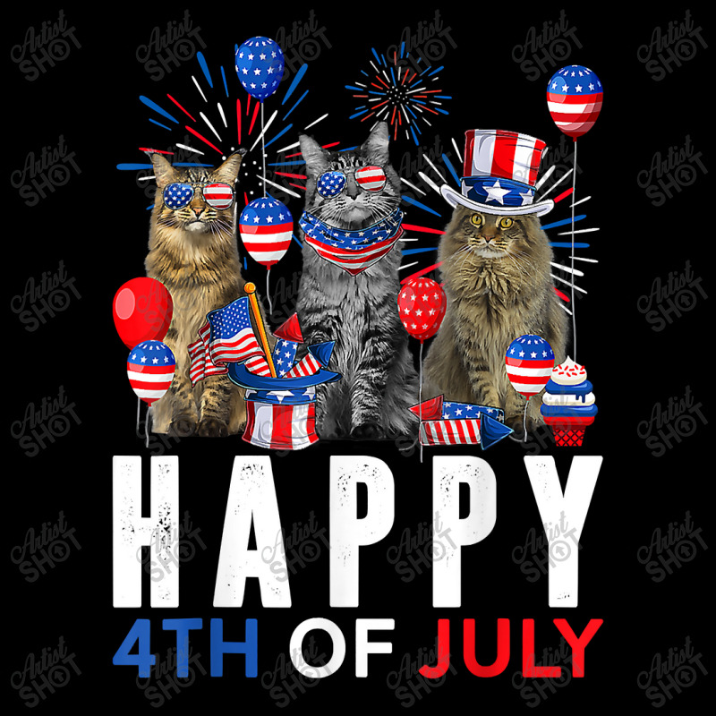 Cute Red White Blue Maine Coon Patriotic Happy 4th Of July T Shirt Long Sleeve Shirts by Jeffrey_Insalaco | Artistshot