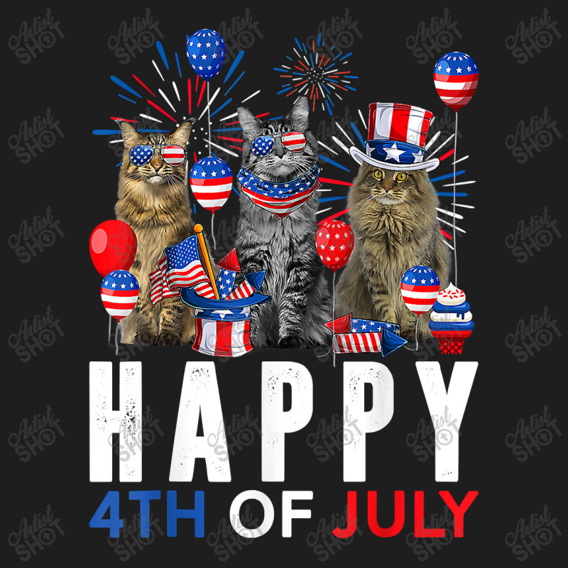 Cute Red White Blue Maine Coon Patriotic Happy 4th Of July T Shirt Classic T-shirt by Jeffrey_Insalaco | Artistshot