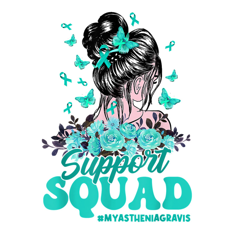 Support Squad Messy Bun Butterfly Myasthenia Gravis T Shirt 3/4 Sleeve Shirt | Artistshot