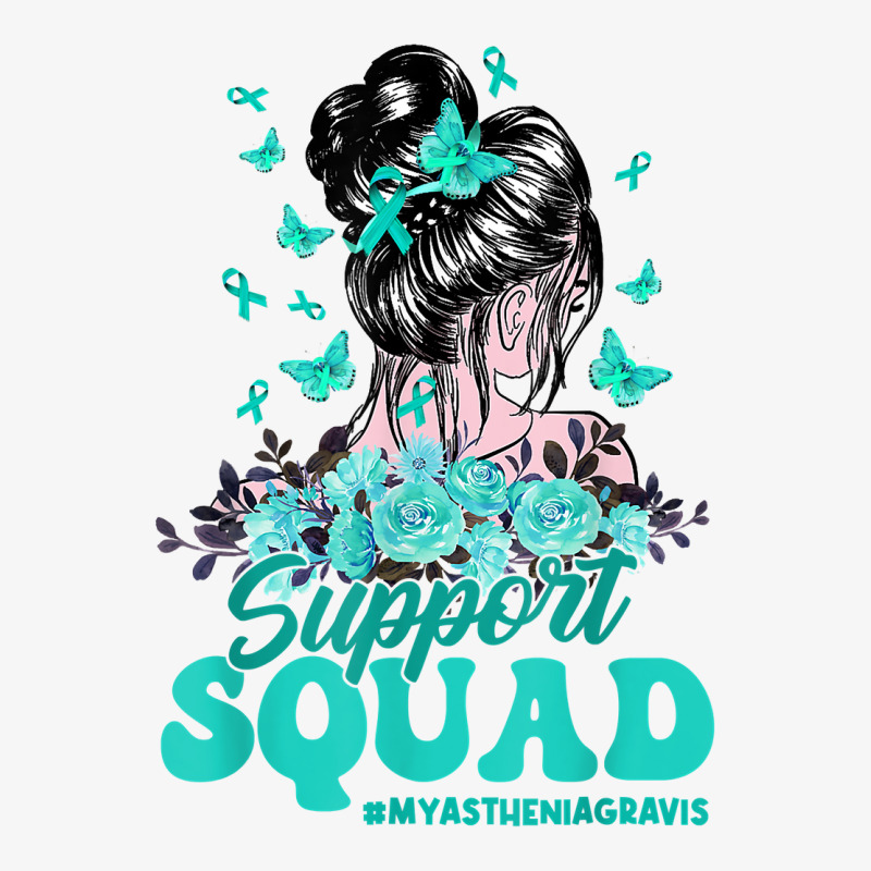 Support Squad Messy Bun Butterfly Myasthenia Gravis T Shirt Champion Hoodie | Artistshot