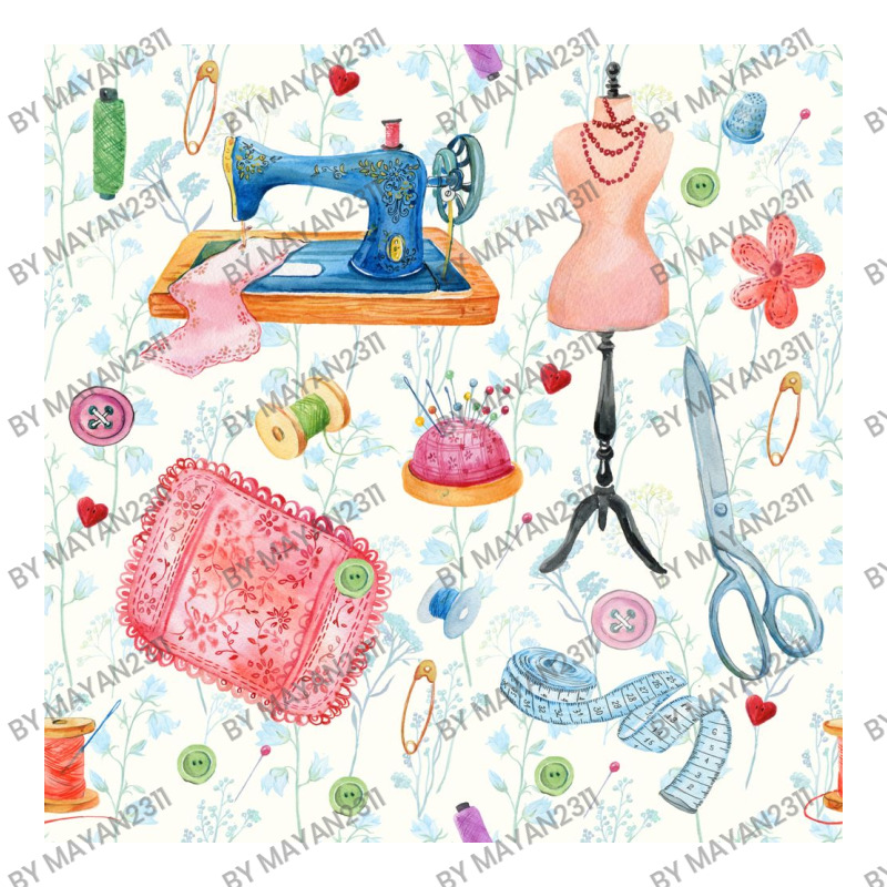 Seamless Pattern Of Fabric, Sewing Machine, Thread, Dummy, Embroidery, Long Sleeve Shirts | Artistshot