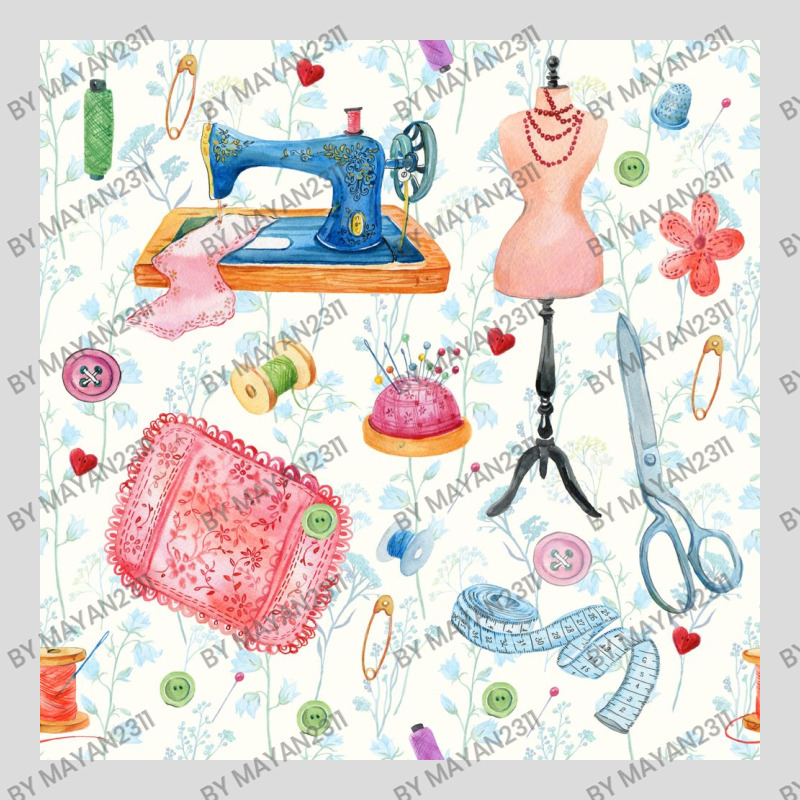 Seamless Pattern Of Fabric, Sewing Machine, Thread, Dummy, Embroidery, Men's Polo Shirt | Artistshot