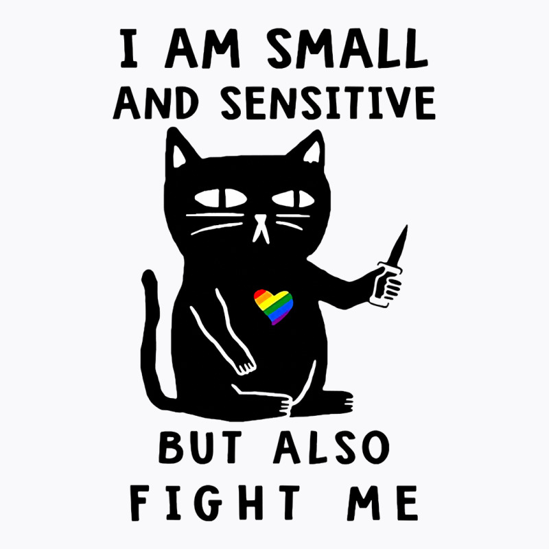 Black Cat Kitty I Am Small And Sensitive But Also Fight Me 419 Black K T-Shirt by golferu | Artistshot