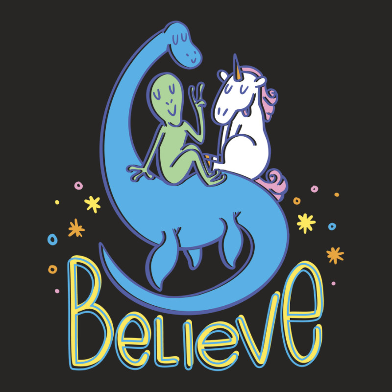 Alien Unicorn And Nessie Ladies Fitted T-Shirt by SamKal | Artistshot