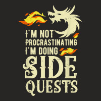 I'm Not Procrastinating I'm Doing Side Quests Funny Dragon T Shirt Ladies Fitted T-shirt | Artistshot