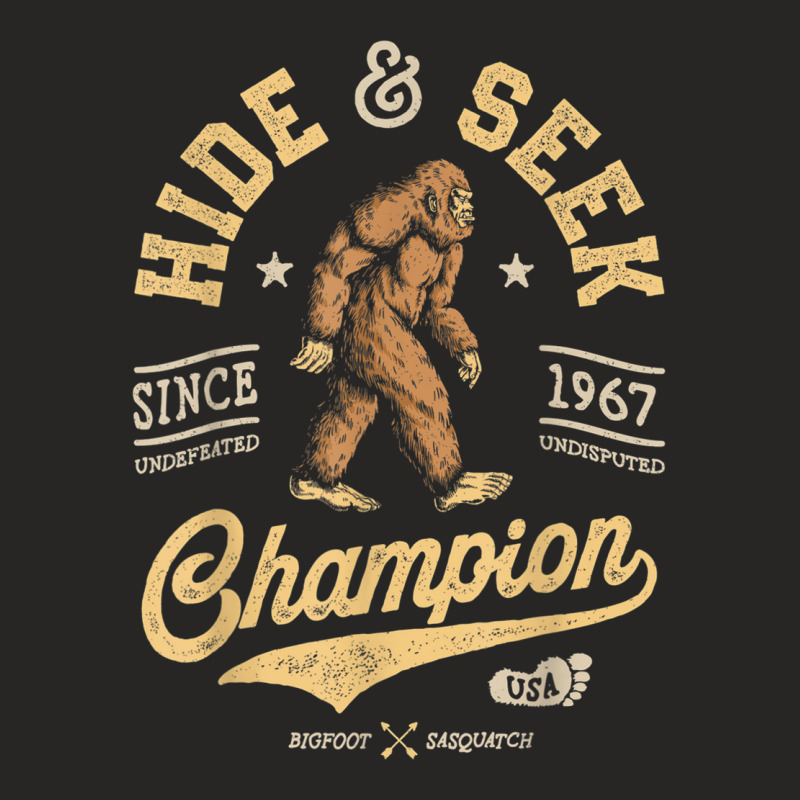 Bigfoot Hide And Seek Champion Funny Sasquatch Retro Vintage Ladies Fitted T-Shirt by Hoang95 | Artistshot