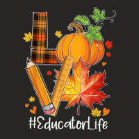 Love Educator Life Fall Leaves Autumn Season Pumpkin T Shirt Ladies Fitted T-shirt | Artistshot