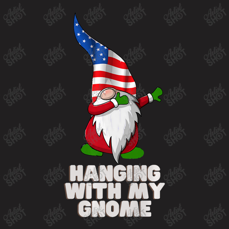 Hanging With My Gnome Garden Dabbing Gnome American Usa Flag Premium T T-shirt | Artistshot