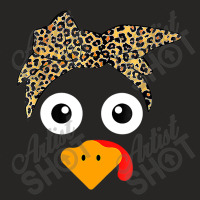 Turkey Face Leopard Headband Thanksgiving Pilgrim T Shirt Copy Ladies Fitted T-shirt | Artistshot