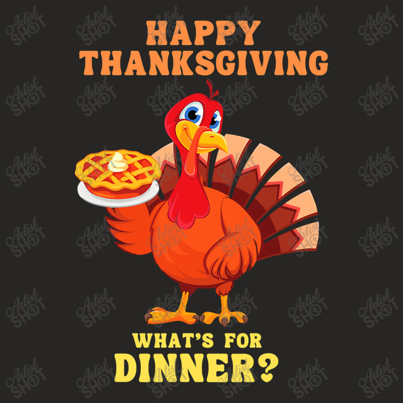 Happy Thanksgiving Turkey Arrives Carrying A Pie For Dinner T Shirt Co Ladies Fitted T-Shirt by James_Lane | Artistshot