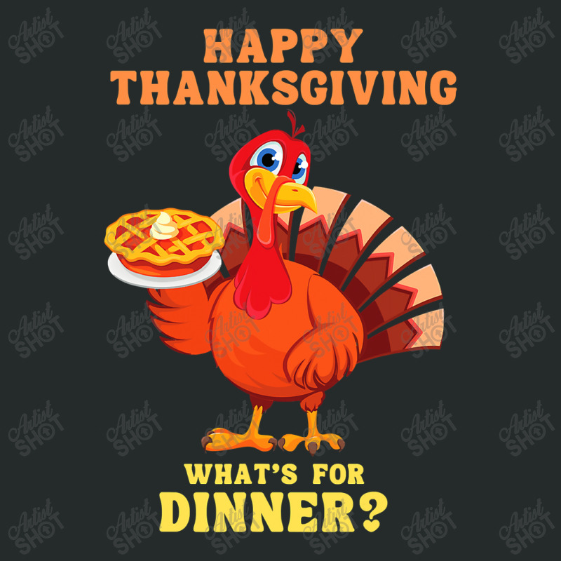 Happy Thanksgiving Turkey Arrives Carrying A Pie For Dinner T Shirt Co Women's Triblend Scoop T-shirt by James_Lane | Artistshot