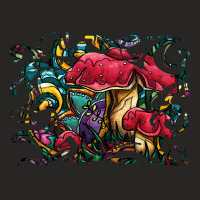 Mushrooms T  Shirt Colorful Red Mushrooms Painting, Psychedelic Amanit Ladies Fitted T-shirt | Artistshot