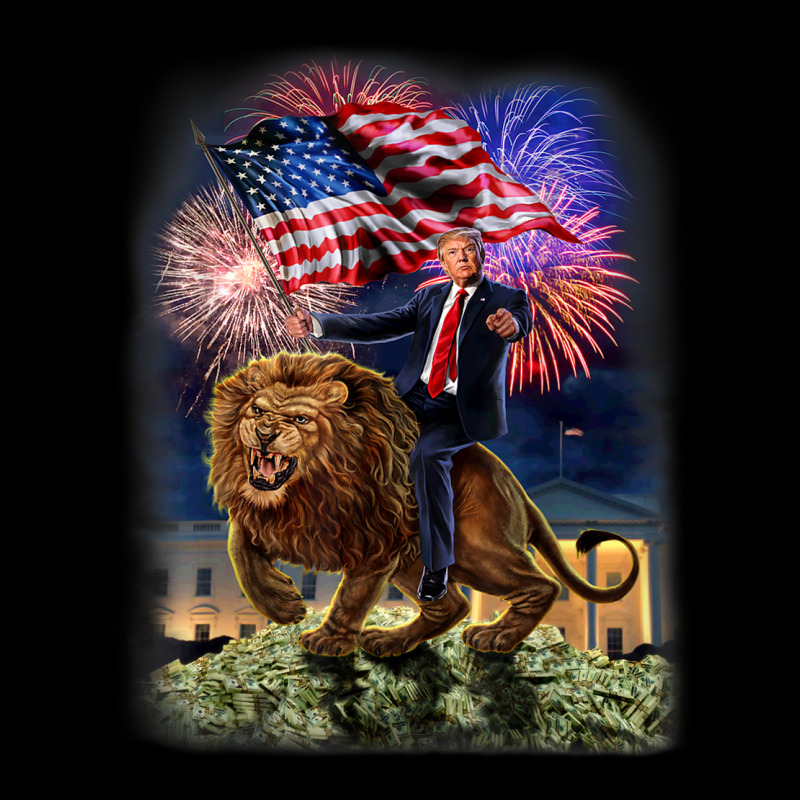 Usa President Donald Trump Rides On A Ferocious Lion Long Sleeve Shirts | Artistshot