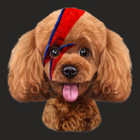 Toy Poodle Dog With Red Lightning Bolt Painted On Face Ladies Fitted T-shirt | Artistshot