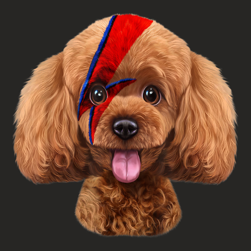 Toy Poodle Dog With Red Lightning Bolt Painted On Face Ladies Fitted T-Shirt by Hoang95 | Artistshot